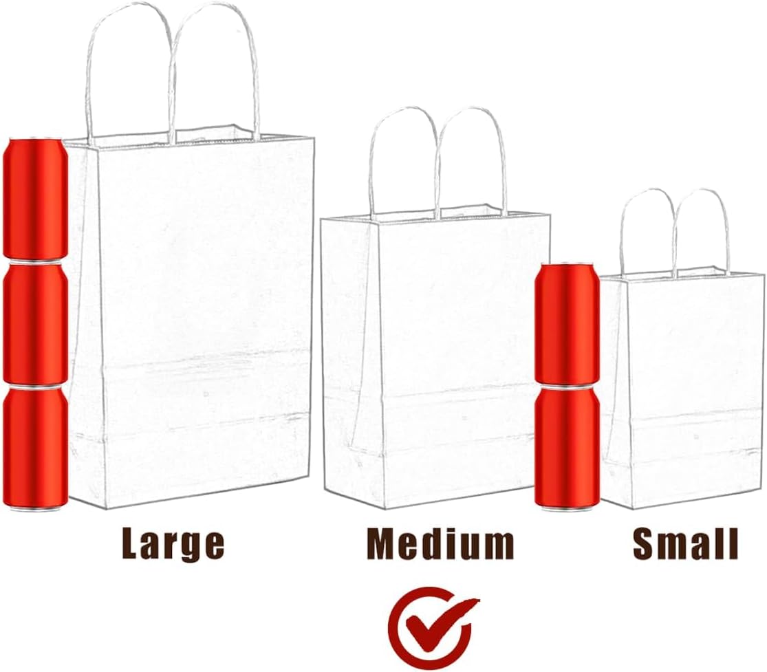 qiqee 30-Packs White Gift Bags with Handles Bulk 10.8"x8.3"x4.3" Medium Size Paper Bags Multiple Uses (Medium Size) image 4