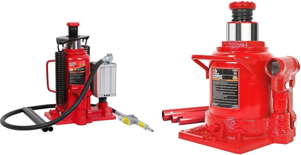 BIG RED TA92006 Torin Pneumatic Air Hydraulic Bottle Jack with Manual Hand Pump, 20