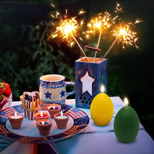 Egg Shaped Easter Candles Unscented 2.3Inch Pink, Yellow, Green And Blue Colored Candles Dripless Smokeless Clean Burning Candles, 4 Packs #TOP7