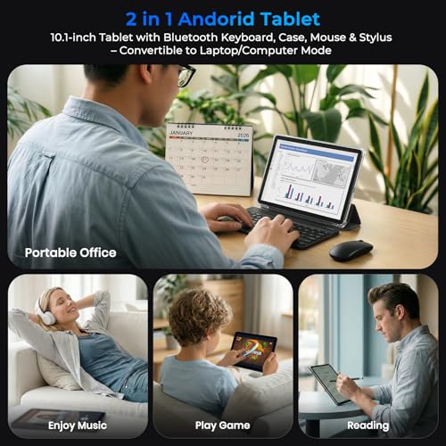 APPAPK 2026 Tablet 10 inch Android 16 Tablet with Octa-Core, 20GB RAM 128GB ROM 1TB TF, 1280x800 HD, GPS, 6600mAh, WiFi 6, BT5.0, Dual Camera, 2 in 1 Tablets with Keyboard, Case, Mouse, Stylus (Gray) by APPAPK - Image 8