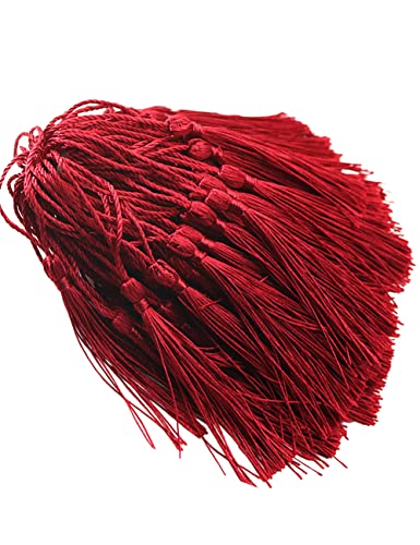 MSCFTFB 120 Pieces 5inch Silk Floss Tassels with Hang Loops Mini Tassels Mala Tassel Kits for Bookmarks Earring Dreamcatcher Jewerly Making Belt Clothing Curtain Decorations (Burgundy)