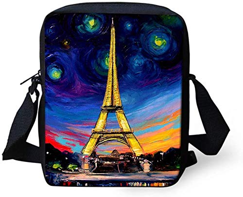 Trendy Generous Casual Children School Bags Eiffel Tower Small Messenger Handbags,Colour Name:Eiffel tower-3 (Color : Eiffel tower-1)