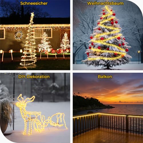 OxyLED Lichterschlauch Aussen, 20m 300 LEDs Lichtschlauch Außen IP44 Wasserfest 8 Modi Dimmbar per Fernbedienung Led Schlauch Outdoor für Weihnachtsbeleuchtung Party Hochzeit & Innen Außen Dekoration