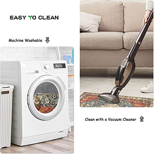 KIMODE Boho Tribal Round Bedroom Rug 90cm, Circle Bathroom Rugs,Soft Non-Slip Machine Washable Door Mat Faux Wool Carpet for Entryway Living Room Nursery - Image 4