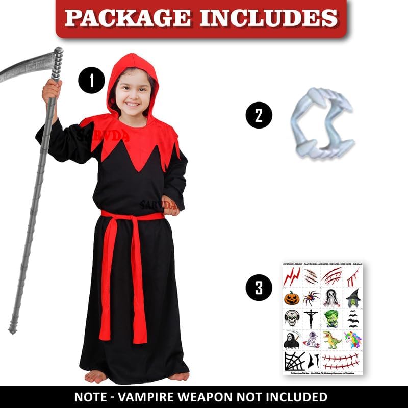 Image of Sarvda Halloween Dress | Costume and Accessories | For Girls and Boys | Haunted Horror Theme Party Vampire Witch Ghost Skeleton Draculla Pumpkin Scary Cosplay Dress