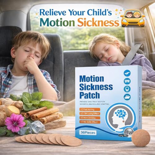 Image of Motion Sickness Patch 36PCS | Scopolamine patches for motion sickness | vomiting patches | Natural Herbal Anti-Nausea & Dizziness Relief Stickers | Waterproof Car, Sea & Air Travel Sickness for Adults & Kids (36 Piece)
