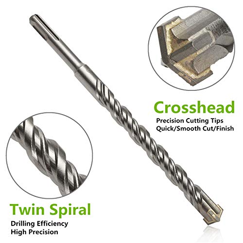 Brocas De Martillo Eléctrico De 160 Mm Tipo Cruzado Aleación De Acero De Tungsteno SDS Plus Para Piedra De Roca De Hormigón De Mampostería,Conjunto (5-16 Mm)