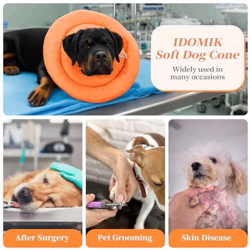Image of IDOMIK Dog Recovery Collar, Waterproof Soft Dog Cone After Surgery, Comfy Protective Elizabethan Collar Alternative for Dogs Cats, Adjustable Pet Neck Donut Cone Anti-Licking Biting Wounds