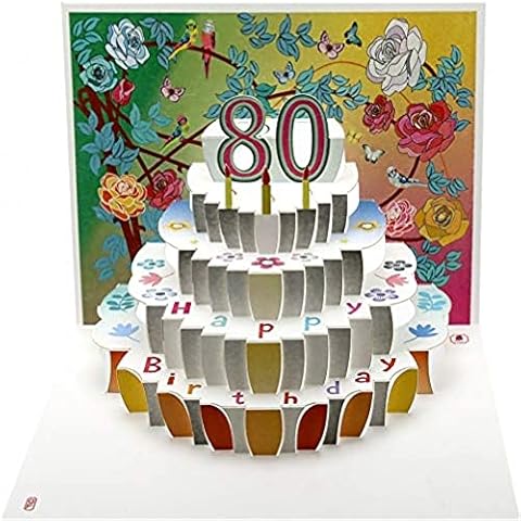 Forever Cards Pop Up Birthday Card 80th Birthday Floral Cover