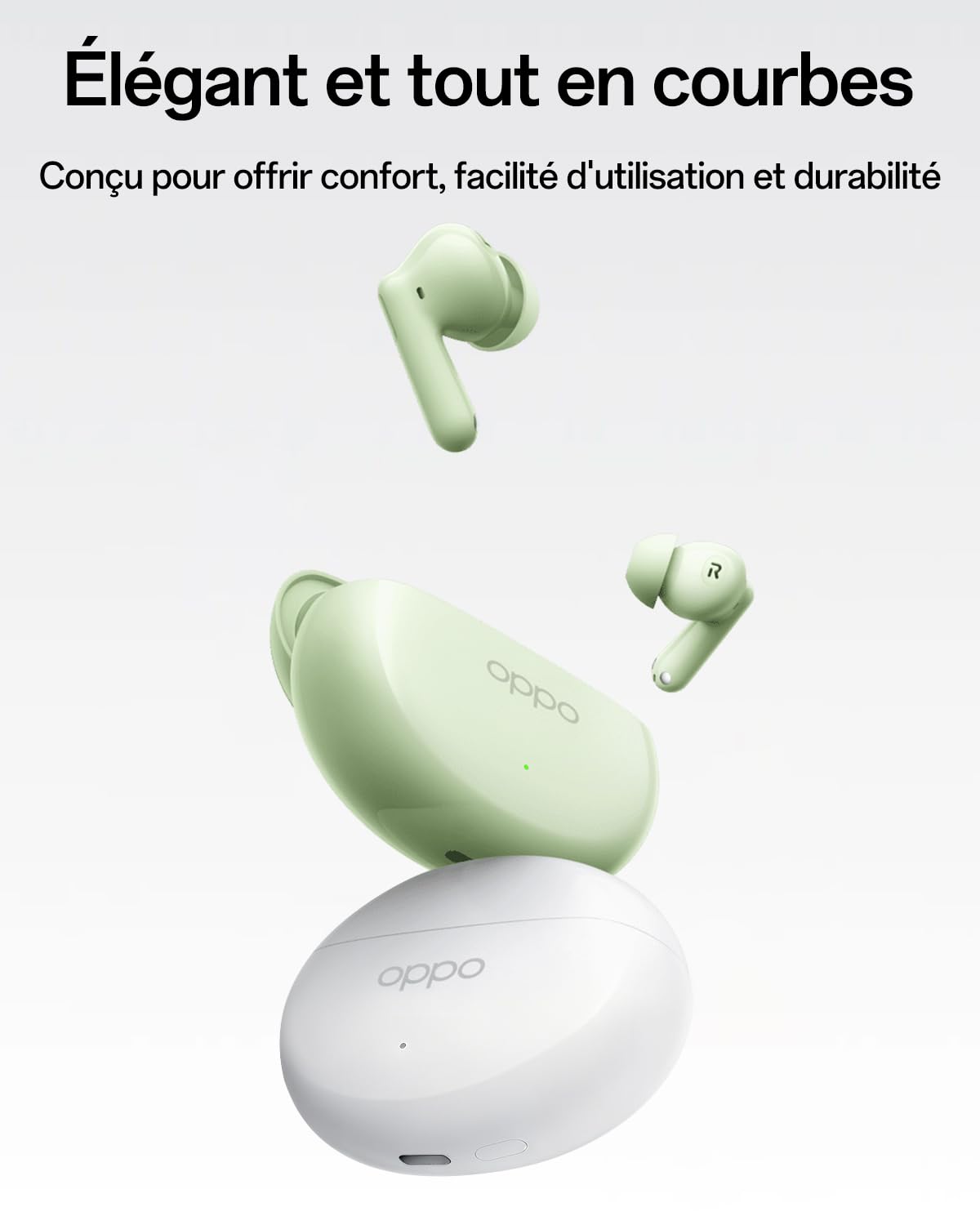 OPPO Enco Air4 Écouteurs sans Fil véritables, Casque stéréo Intra-Auriculaires Bluetooth 5.4, 44h d'écoute, Réduction de Bruit Active de 32dB, Double Micro, Basses Profondes, IP55, Fresh Mint