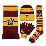 Harry Potter Gryffindor Premium 4-teiliges Winterset - Schal, Handschuhe, Beanie, Socken, kastanienbraun, Einheitsgröße