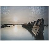 ABAKUHAUS Náutico Rompecabezas, Hundimiento Boat Sunset, Calidad de Herencia Actividad Divertida para la Familia Cartón Resistente, 1000 Piezas, Azul pálido Brown