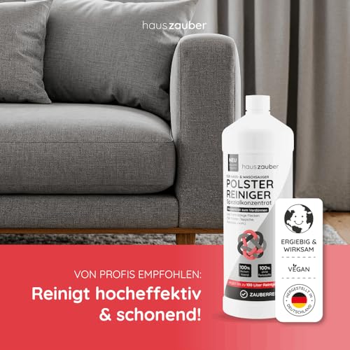 hauszauber - NEU Waschsauger Polsterreiniger [EXTRA REIN] - 1000 ml Konzentrat - Ideal für Waschsauger, Nasssauger - Teppichreiniger, Für Autositze, Teppiche, Couch, Sessel, schaumarm mit Frischeduft