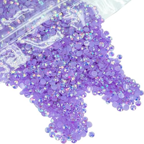 La Mejor Recopilación de Cristal Tornasol los 10 mejores. 41 qiipii - 3000 diamantes de imitación de resina AB de 5 mm, color morado claro, para manualidades, piedras de gelatina doradas, a granel, SS20, diamantes y cristales para uñas,...