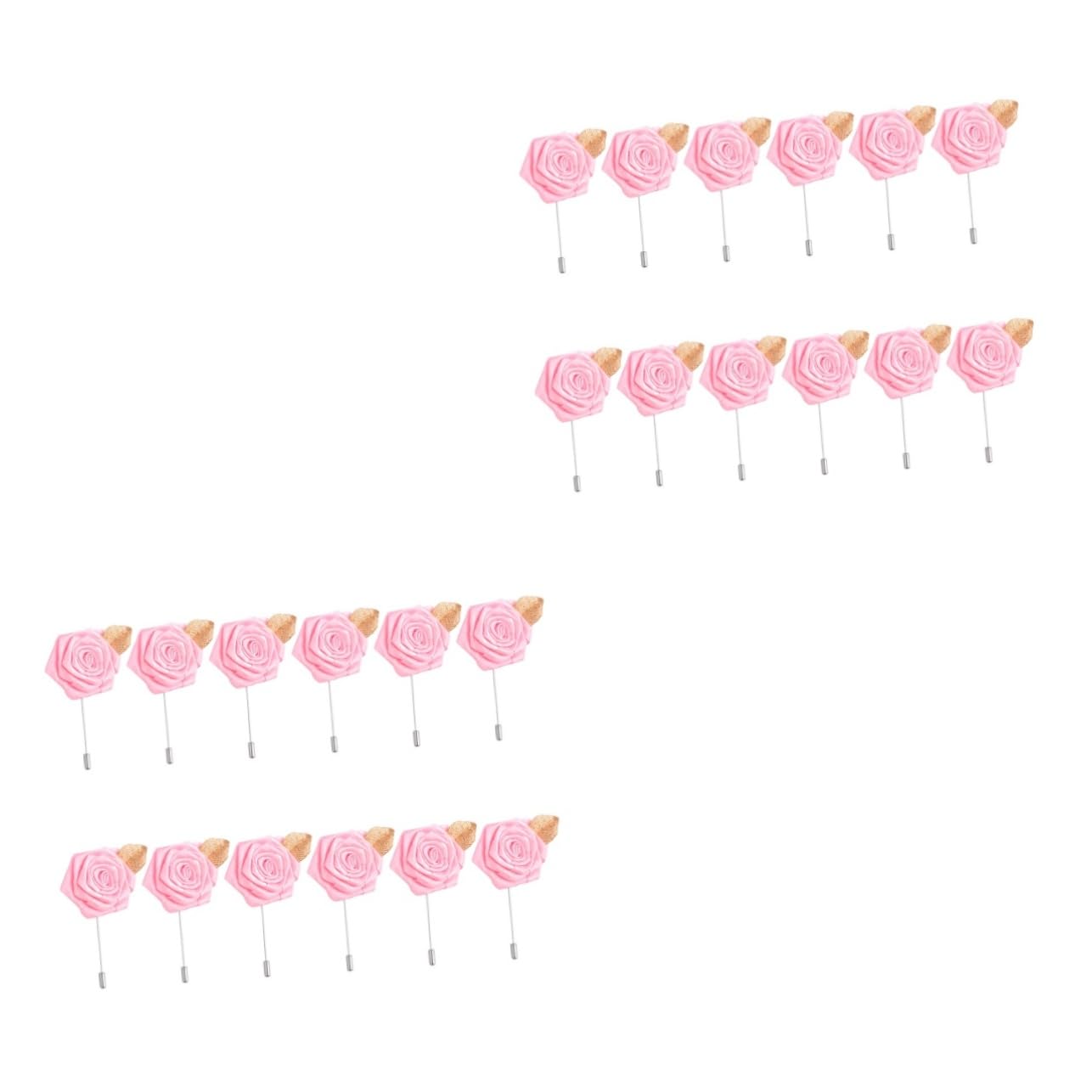 SHERCHPRY 24 broches de novia para novio, ramillete de flores, pin de flores, tela hecha a mano, satén