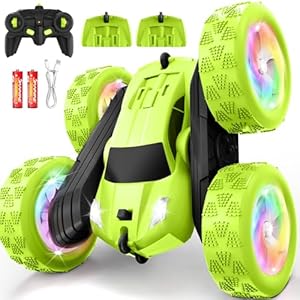 Remote Control Car, Stunt RC Cars, 2.4GHz Double Sided 360° Flips RC Crawler, Outdoor Toys for Kids Ages 4-8, Upgraded USB-C Modular Battery, 5 6 7 8 9 10 +Year Old Boys Birthday Gifts Green