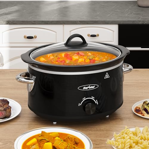 Sunvivi-Small-Slow-Cooker-4QT-Mini-Food-Warmer-with-3-Heating-Settings-Removable-Ceramic-Pot-Dishwasher-Safe-Glass-Lid-Stainless-Steel-Black Sunvivi Small Slow Cooker 4QT Mini Food Warmer with 3 Heating Settings Removable Ceramic Pot Dishwasher Safe Glass Lid Stainless Steel Black