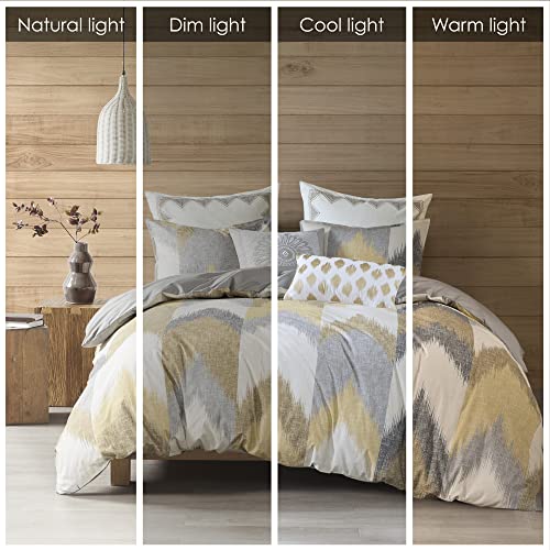 Ink+Ivy King Size Comforter Set, Cozy Cotton Comforter, All Season, Lightweight Comforter King Bed Set With 2 Matching Shams, Modern Cabin Lodge Ikat Chevron Design, Yellow King/Cal King 3 Piece #TOP1