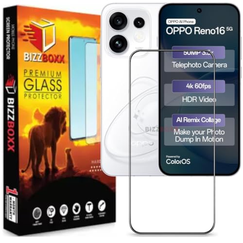 Image of Screen Protector Guard For Oppo Reno16 5G Tempered Glass - HD Clarity, Anti-Fingerprint, Anti-Scratch Temper Guard (Reno 16-6.32 Inch inch) With Installation Kit - Pack of 1