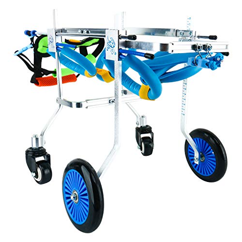Homend Adjustable Dog Wheelchair Four Wheels (XS), Weight 8.8 to 22 lbs, Hip Height:7.9"-13.4", Hind Legs Rehabilitation, Free Belly Band Protect Spine, Free Leash (XS 4 Wheels) - Thumbnail 5