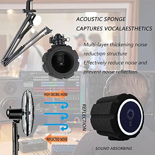 Microphone Wind Shield Pop Filter Isolation Ball, Acoustic Filter For Recording Studios Mic, Sound-Absorbing Foam That Effectively Reduces Noise And Reflections, Black #TOP2