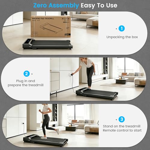 Image of Walking Pad Treadmill for Home - Under Desk Walk Pads with Remote Control Mini Running Portable Electric Machine Adjustable Slim Compact with 0.6-4.0MPH Max up 220 Lbs Modes for Office Small Spaces
