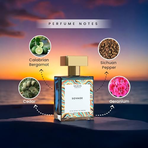 Image of Arabian Aroma Sovage Perfume for Men Fresh Citrus Woody Fragrance | Long Lasting Extrait de Parfum 50ml