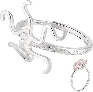 PH PandaHall 925 Sterling Silver Adjustable Ring Base, Claw Ring Blank Ring Gem Holder Finger Rings Bezel Setting with 5 Prongs for Women Crystal Rocks Cabochons Rhinestones Ring Mother's Day