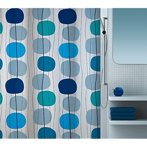 Spirella Mobile Blue Shower Curtain, Polyester, 180 cm x 200 cm Cover