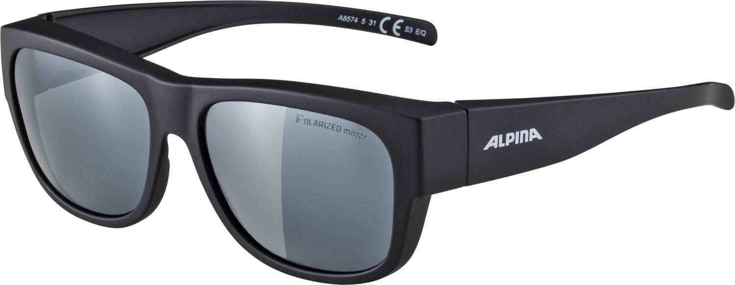 ALPINA OVERVIEW (Polarisiert) - Verzerrungsfreie und Bruchsichere Sonnenbrille für Brillenträger, Aufsatz für Brillenträger, 100 Prozent UV-Schutz, für Damen und Herren