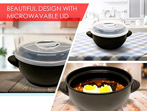Ceramic Ramen Bowl Set For Instant Noodles With Lid 32 Oz, Microwavable Bowl With Spoon And Chopsticks, Quick Ramen Cooker With Heat Resistant Handles #TOP5