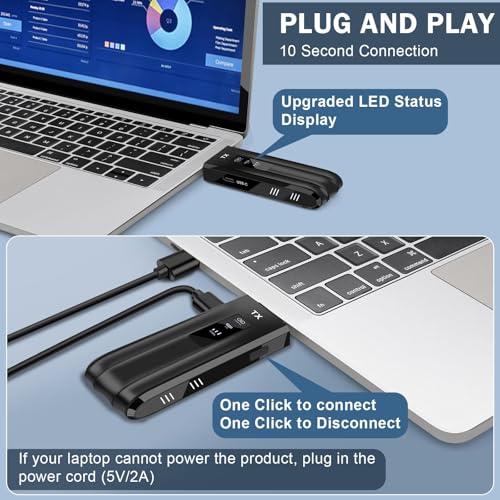 Image of Wireless HDMI Transmitter and Receiver, Upgraded LED Display, 4K Decoding and 1080P Output, 2.4G /5G Portable Wireless HDMI Extender, Support