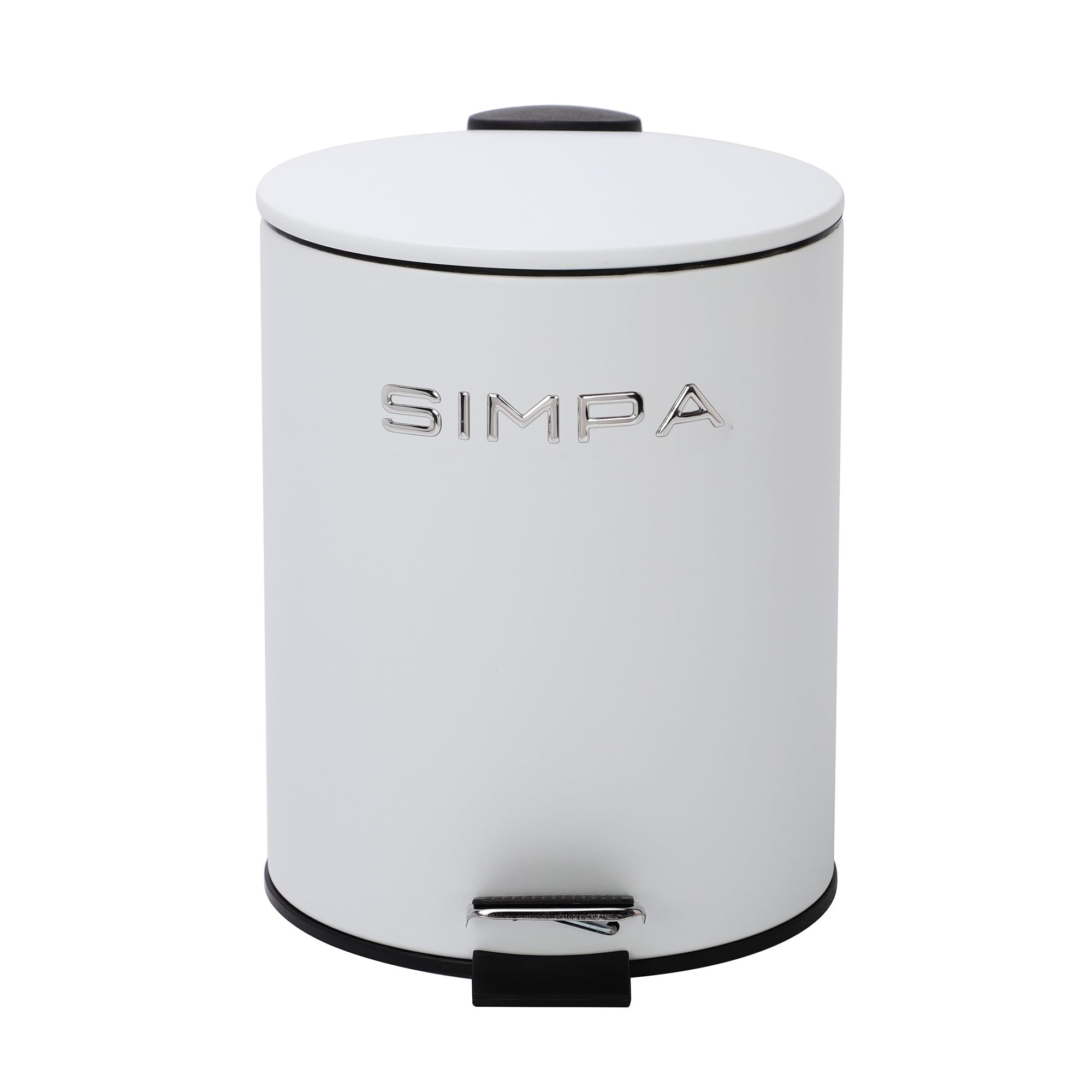simpa 5L 5 Litre Matt White Slim Soft-Closing Pedal Dustbin.