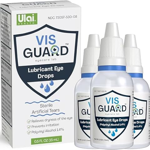 Ulai Vis Guard Artificial Tears Eye Drops for Dry Eyes, Sterile Lubricating Eye Drops, Hydrating, Refresh, Soothing Dry Eye Therapy Formula for Maximum Relief 0.5 Fl Oz (3 Boxes) Cover