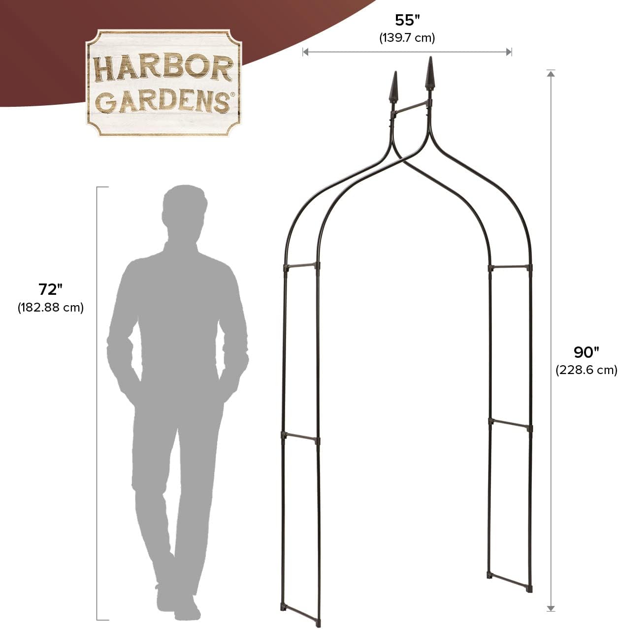 Extra Tall Gothic Garden Arch Trellis – Black Metal Arbor for Climbing Plants, Vines, and Outdoor Weddings