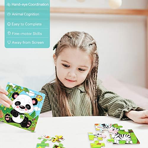 Lekebaby Puzzles for Kids 3 4 5 6 8 Years Old, 9 Pieces Wooden Jigsaw Puzzles with Animals, Preschool Educational Learning Toys for Toddlers (9 Pack) 6 51NEHpVCLfL. AC