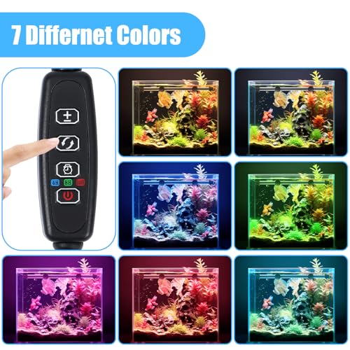 Image of AQUANEAT Aquarium LED Submersible Light 15 Inch, USB Multi-Color Underwater Fish Tank Light, Auto On Off with Timer, Adjustable Brightness (15 inch)