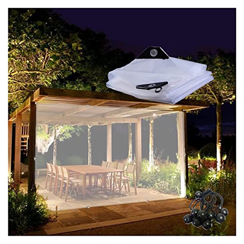 Cortinas de lona transparentes impermeables para pérgola al aire libre, patio, porche, cenador, cochera, paneles laterales de lona transparente con ojales, cortinas de división de lona de 20 x 11 pies