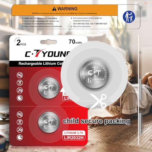 CTYOUNG Baterías recargables LIR2032H 3.7V 4 unidades miniatura 4