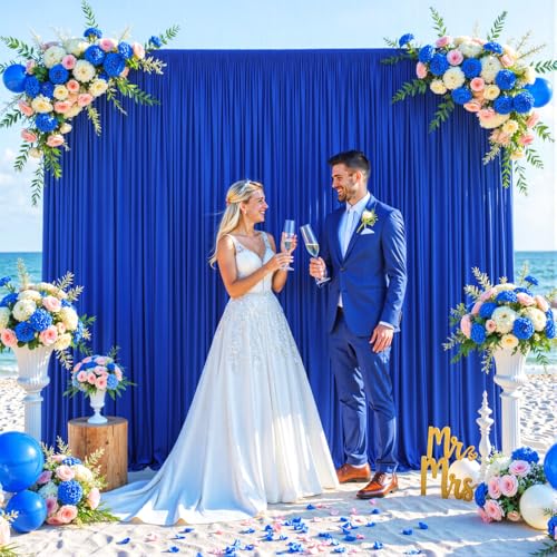 10x10 Royal Blue Backdrop Curtain for Parties Wrinkle Free Blue Photo Curtains Backdrop Drapes Fabric Decoration for Wedding Birthday Party Baby Shower 5ft x 10ft 2 Panels