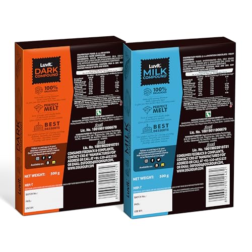 Image of LuvIt. Dark & Milk Compound Bars | Frosting, Chocolate Making, Perfect for Baking | No Preservatives | Pack of 6-500g Each