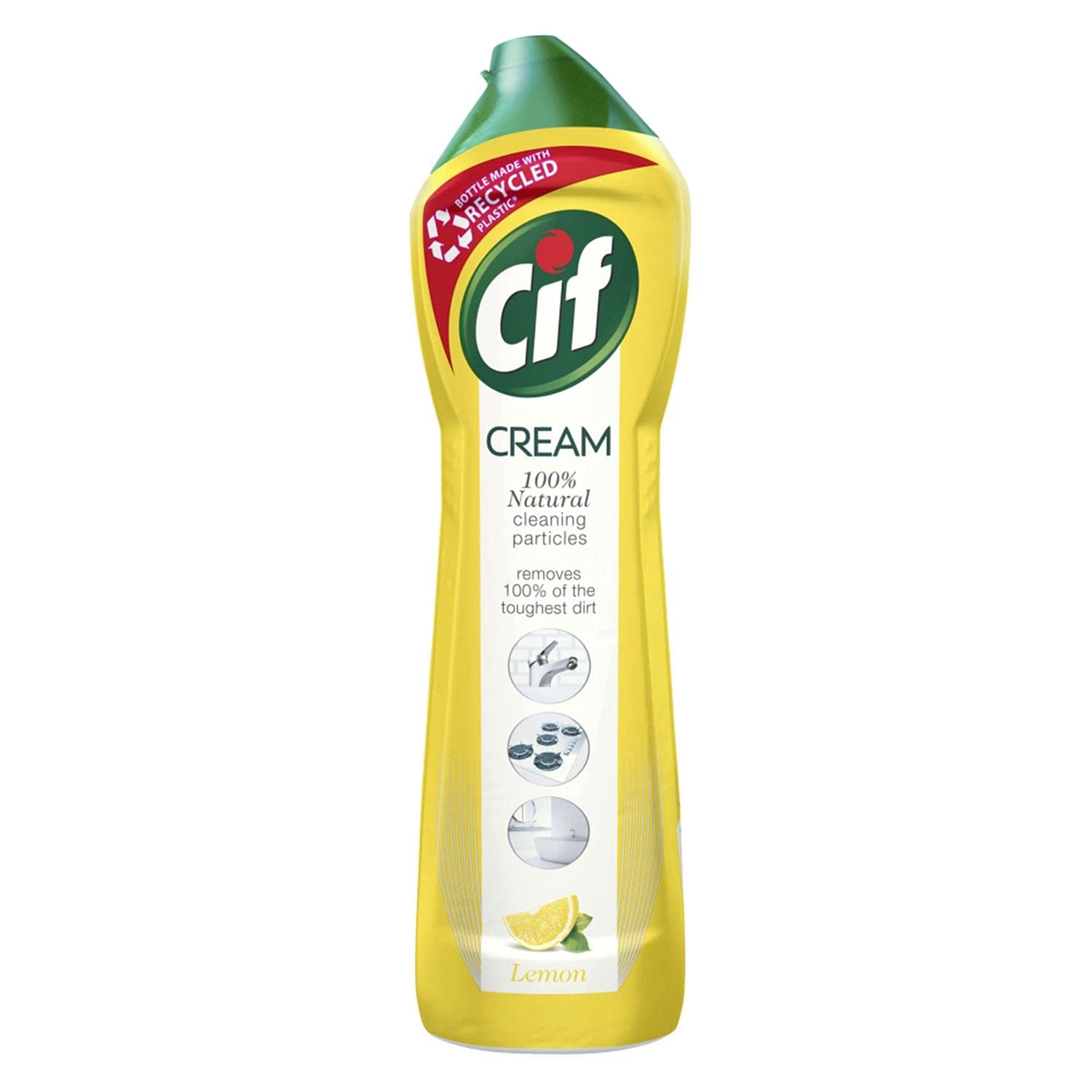 Cif Abrasive Surface Cleaner Cream, Lemon| Kitchen & Bathroom, Removes Grease, Dirt & Tough Stains with Natural Cleaning Particles, 500 ml Cif Abrasive Surface Cleaner Cream, Lemon| Kitchen & Bathroom, Removes Grease, Dirt & Tough Stains with Natural Cleaning Particles, 500 ml