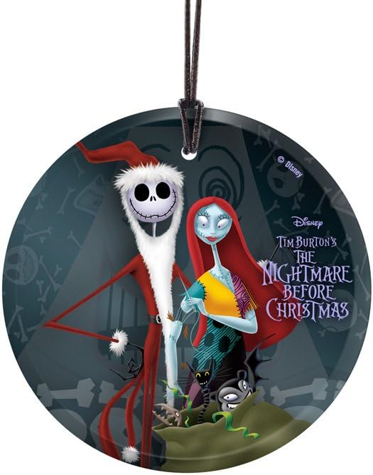 Trend Setters Nightmare Before Christmas - Santa Jack and Sally StarFire Prints Hanging Glass