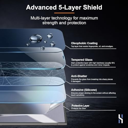 Image of Tempered Glass for Samsung Galaxy S24 Ultra (2026 Edition) Military Grade 9H Screen Guard, Anti-Scratch, Shatterproof, Edge-to-Edge Full Coverage