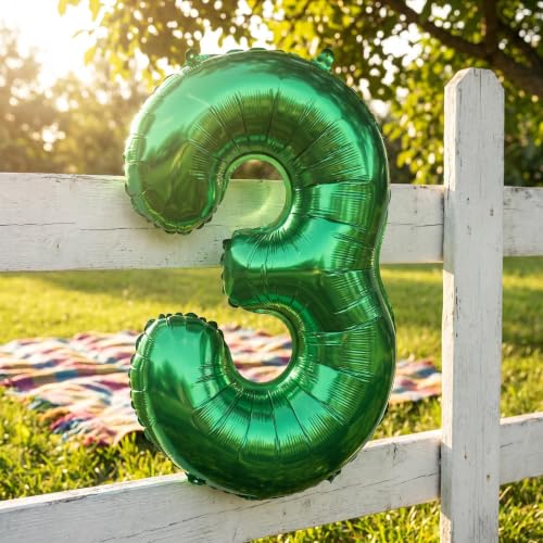 Image of YPSelected 32 Inch Large Foil Helium Number Balloon Birthday Wedding Party 0-9 (Green, 3)