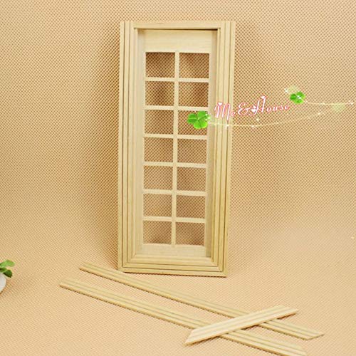 1:12 Scale 14 Panel French Glass Door Dollhouse Miniatures Kit; 3.38