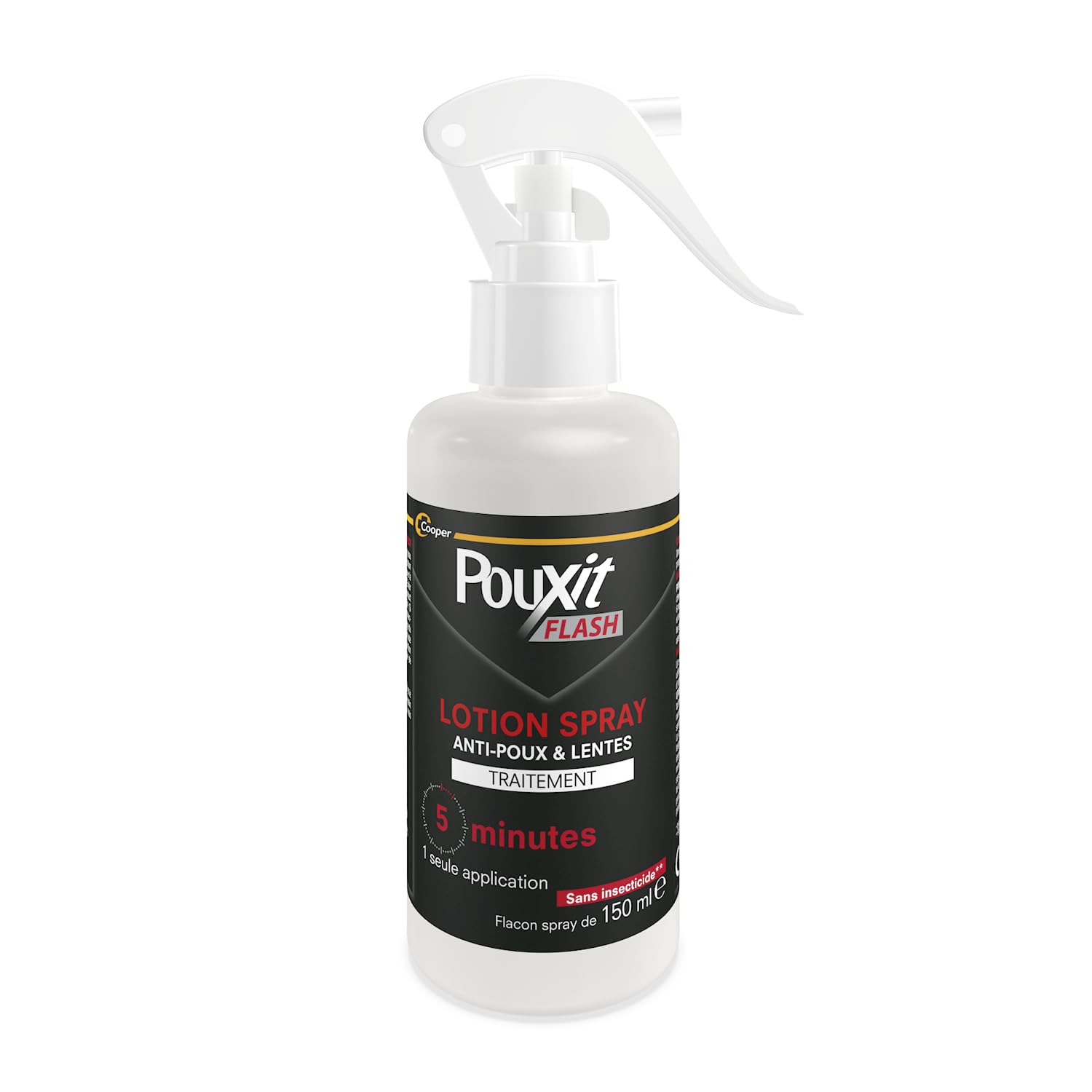 POUXIT - Flash - Lotion Spray Anti-poux et lentes - Agit en 1 Application de 5 Minutes Seulement - Traitement du Cuir chevelu - Lot de 2-2x150ml