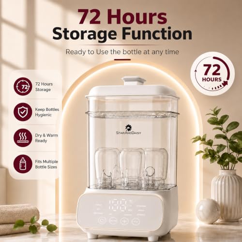 Image of StarAndDaisy Sterilizer for Baby Products, 7-in-1 Baby Bottle Sterilizer and Dryer with Milk & Food Warmer, Steam and Storage Mode, Holds Up to 5 Bottles & BPA-Free