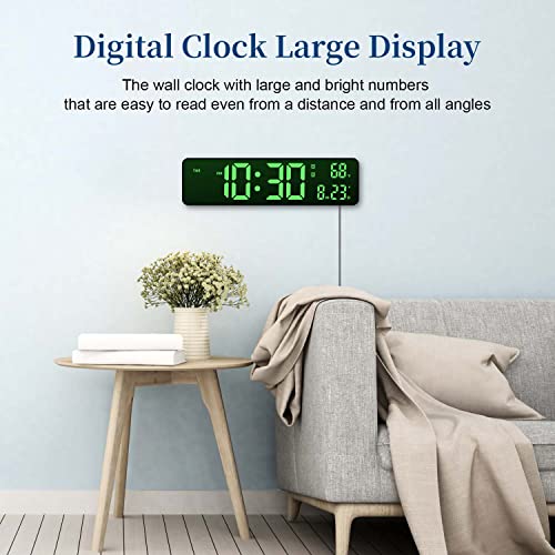 Digital Clock Large Display, Digital Wall Clock With Time, Date, Week, Temperature, Led Digital Alarm Clock For Living Room Office Bedroom, Desk Alarm Clock With Auto/Custom Brightness, Snooze #TOP2