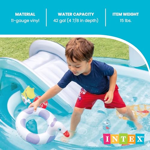 Image of Intex Gator 6.6' x 5.6' x 4 inch Outdoor Inflatable Kiddie Pool Water Play Swim Center